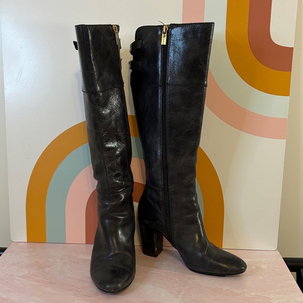 Isola Black Heeled Boots with Top Buckles 7.5